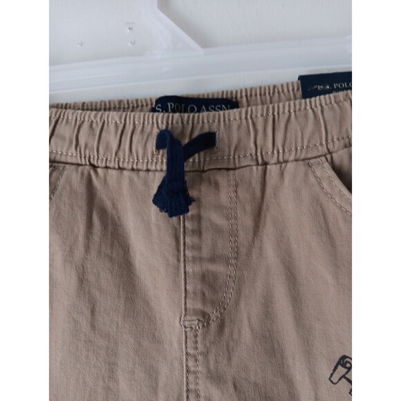 US Polo Assn Boy Jogger Size Large 10/12 BEIGE Elastic Waist Drawstring NWTs - Picture 4 of 13